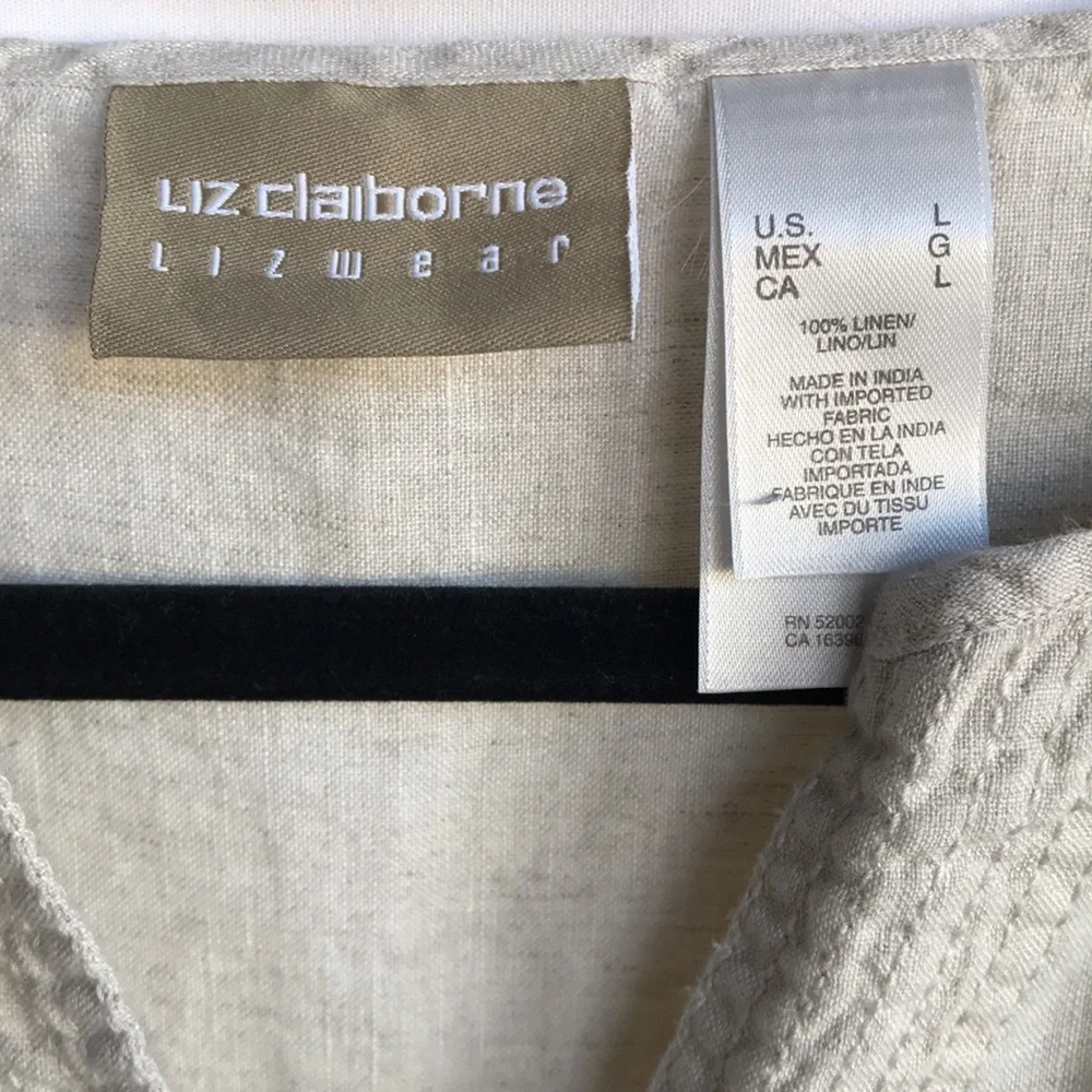 Liz Claiborne oatmeal linen tunic, size L - Picture 2 of 6